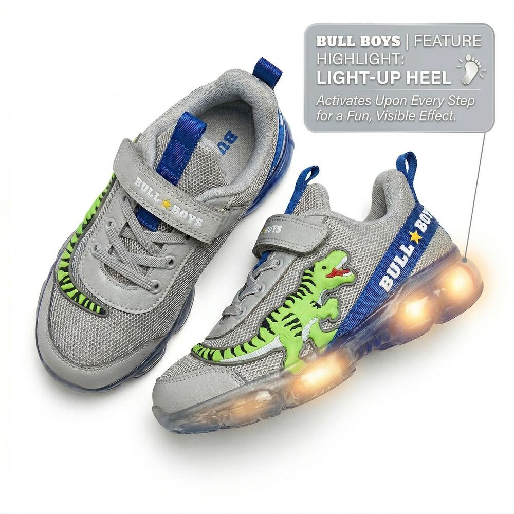 New Bull Boys Boy Sneakers Size 13 US Dinosaurs Grey Blue kids boys shoes